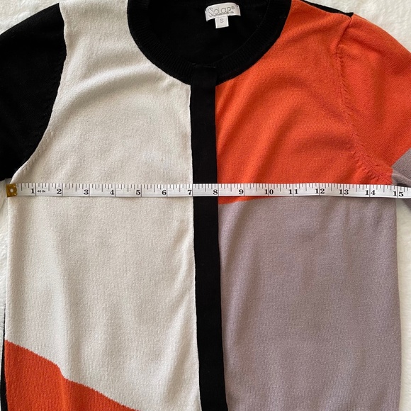Solar Womens Black Orange Creme Fitted Cardigan Sweater Size S - Picture 13 of 16